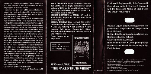 Golden Earring Naked Truth cassette inlay inner 1992 Netherlands